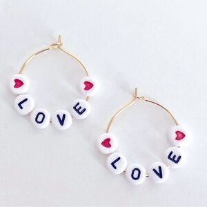 New Message Word Self Love Handmade Earrings Taylor Swift Inspired Beaded Hoops